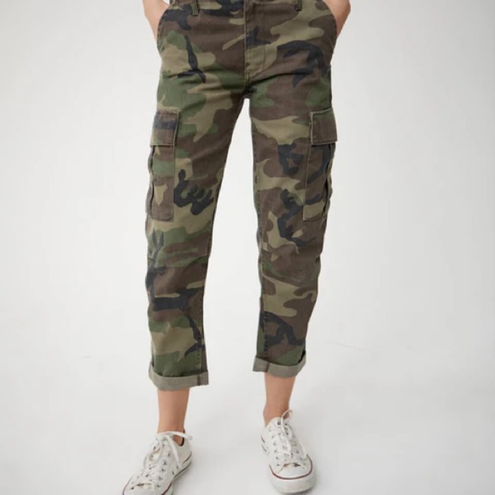 Re/Done Camo Cargo Pants in Green and Brown